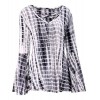 DREAGAL Women's Long Bell Sleeve Tie Dye Ombre Blouse Criss Cross Tee Shirt Tops - 半袖衫/女式衬衫 - $11.99  ~ ¥80.34