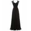 DRESSTELLS Long Bridesmaid Dress Illusion Lace V-Neck Chiffon Evening Gowns - Dresses - $219.99 
