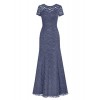 DRESSTELLS Long Lace Bridesmaid Dress Short Sleeved Evening Party Dress - Dresses - $99.99 