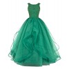 DRESSTELLS Long Prom Dress Asymmetric Bridesmaid Dress Beaded Organza Gown - Dresses - $85.30 