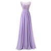 DRESSTELLS Long Prom Dress Scoop Bridesmaid Dress Lace Chiffon Evening Gown - Dresses - $219.99 