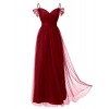 DRESSTELLS Long Prom Dress Tulle Off Shoulder Bridesmaid Dress With Pleat - Dresses - $29.99 