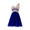 DRESSTELLS Short Homecoming Dress Beadings One Shoulder Prom Evening Dress - sukienki - $64.99  ~ 55.82€
