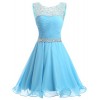 DRESSTELLS Short Homecoming Dress Ruched Chiffon Prom Party Dress With Beads - Obleke - $219.99  ~ 188.95€