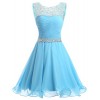 DRESSTELLS Short Homecoming Dress Ruched Chiffon Prom Party Dress with Beads - 连衣裙 - $219.99  ~ ¥1,474.01