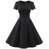DRESSTELLS Vintage 1950s Solid Color Prom Dresses Short Sleeved Retro Audery Swing Dress - Dresses - $15.99 