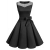 DRESSTELLS Women Classic Rockabilly Illusion Dress Retro See Through Cocktail Dress - Dresses - $15.99 