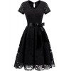 DRESSTELLS Women's Elegant Bridesmaid Dress Floral Lace Dresses with Short Sleeves - Vestidos - $19.99  ~ 17.17€