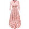 DRESSTELLS Women's Vintage Floral Lace 3/4 Sleeves Dress Hi-Lo Cocktail Party Swing Dress - Dresses - $59.99 