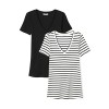 Daily Ritual Women's Midweight 100% Supima Cotton Rib Knit Short-Sleeve V-Neck T-Shirt, 2-Pack - Camicie (corte) - $20.00  ~ 17.18€