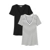 Daily Ritual Women's Midweight 100% Supima Cotton Rib Knit Short-Sleeve V-Neck T-Shirt, 2-Pack - Camisas - $20.00  ~ 17.18€