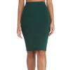 Dark Green Knee Length Bodycon Skirt - Krila - 