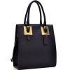 Dasein Structured Faux Leather Tote Satchel Bag with Gold-Tone Accent - Hand bag - $65.32 