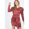 Deep Marsala Ruching Front Wrap Mini Dress - Kleider - $26.40  ~ 22.67€