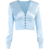 Deep V Long Sleeve Short Top with High W - 半袖衫/女式衬衫 - $25.99  ~ ¥174.14