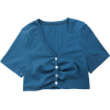 Deep V-Neck Careful Cardigan Leak Navel Top - Koszule - krótkie - $23.99  ~ 20.60€