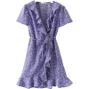 Deep V Short Sleeve Tie Dress - sukienki - $27.99  ~ 24.04€