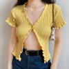 Deep V-neck fungus knit short-sleeved cardigan - Koszule - krótkie - $25.99  ~ 22.32€