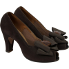 Delman Brown Suede Open-Toe Shoes c.1950 - Zapatos clásicos - 