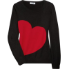 Knitted Sweater With Red Heart - Koszulki - długie - 