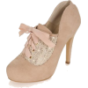 Lace Bow Cream Heel - Sapatos - 