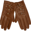 Leather Gloves with Bows - Rękawiczki - 