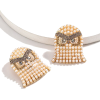 Design Sense Personality Creative Alloy Diamond Inlaid Pearl Owl Earrings - Earrings - 