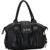 Designer Inspired Metal Studded Soft Leatherette Shopper Hobo Tote Shoulder Bag Satchel Handbag Purse Black - Torbice - $35.50  ~ 30.49€
