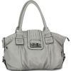 Designer Inspired Metal Studded Soft Leatherette Shopper Hobo Tote Shoulder Bag Satchel Handbag Purse Grey - Hand bag - $35.50  ~ £26.98