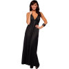 Designer Multi Color Print Halter Surplice Womens Long Maxi Dress Dark Blue Denim - Dresses - $42.99 