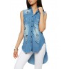 Destroyed High Low Denim Top - Top - $19.99 