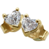Diamond Heart Stud Earrings, Heart Stud  - Brincos - 