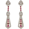 Diamond and Ruby Drop Earrings, c.1880s - イヤリング - 