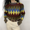 Diamond geometric contrast pullover swea - Pullovers - $35.99 