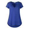 Dimildm Women's V Neck Short Sleeve Chiffon Patchwork Knit Shirts Double Layers Casual Blouse - Shirts - $49.99 