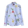 Dioufond Womens Flamingo Leaf Print Cotton Blouses Casual Long Sleeve Button Down Shirts - Shirts - $8.99  ~ £6.83