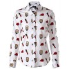 Dioufond Womens Lip Print Shirt Long Sleeve Cotton Blouse Multicolors Tops - Camisa - curtas - $25.99  ~ 22.32€