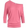 Dolman 3/4 Sleeve Off The Shoulder Drape Top with Banded Waist - Made in USA - Shirts - $17.99 