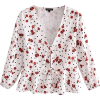 Dot Cherry Printed Chest Lace-Up Shirt - Camisa - curtas - $25.99  ~ 22.32€