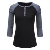 Doublju Casual Raglan 3/4 Sleeve Henley T-Shirt For Women With Plus Size - T恤 - $17.99  ~ ¥120.54