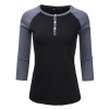 Doublju Casual Raglan 3/4 Sleeve Henley T-Shirt For Women With Plus Size - T-shirts - $17.99  ~ £13.67