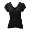 Doublju Deep V-Neck Surplice Ruffle Blouse Cross Wrap Tops for Women with Plus Size (Made in USA) - 上衣 - $21.99  ~ ¥147.34