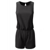 Doublju Elastic Waist Cut Out Back Tank Romper for Women with Plus Size (Made in USA) - パンツ - $25.99  ~ ¥2,925