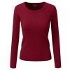 Doublju Fitted Crewneck Twisted Cable Knit Sweater For Women - Pullovers - $18.99 