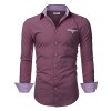 Doublju Mens Long Sleeve Slim Fit Tailored Button Down Collared Shirt - Shirts - $19.99 