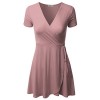 Doublju Short Sleeve Surplice Wrap A-Line Dress for Women with Plus Size (Made in USA) - Obleke - $21.99  ~ 18.89€