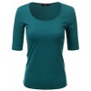 Doublju Solid & Striped Round Neck T-Shirt Top For Women With Plus Size - T恤 - $12.99  ~ ¥87.04