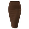Doublju Stretch Knit Midi Pencil Skirt with Back Slit for Women with Plus Size (Made in USA) - Skirts - $15.99 