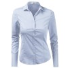 Doublju Womens Basic Slim Fit Stretchy Cotton Button Down Shirts With Plus Size - 半袖衫/女式衬衫 - $25.99  ~ ¥174.14