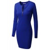 Doublju Womens Long Sleeve Ribbed Knit Dress With Zipper Front - Dresses - $26.99 